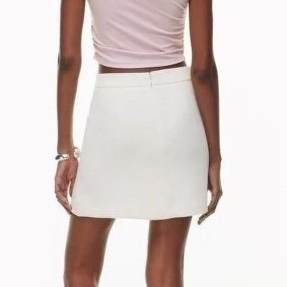 Aritzia Wilfred Patio White Linen Mini Skirt with Slit - Picture 3 of 5